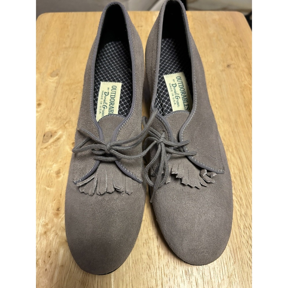 Vintage Outdoorables  Daniel Gray Leather Suede Oxford Pumps W/ Fringe Kiltie 6.